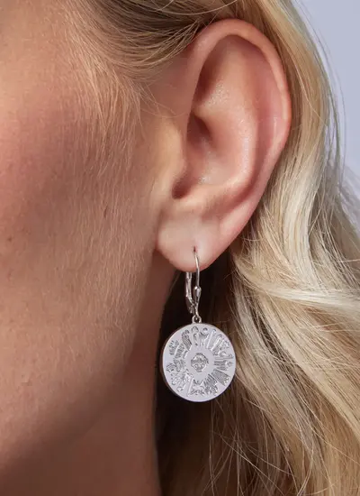 Sterling Silver History of Ireland Round Drop Earrings